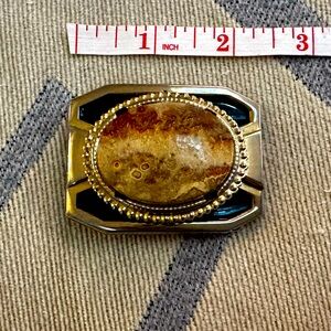 Vintage Southwestern Gold-Tone Agate Belt Buckle